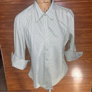 DCC women’s blouse green XL buttoned striped blouse 3/4 sleeve